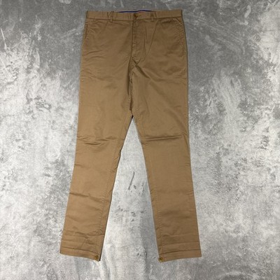 Fred Perry Pants Mens 30 Khaki Tan Chino Bradley Wiggins Button Casual
