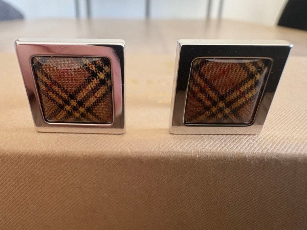 Burberry Checkered Pattern Square Cufflinks in Silver×Multicolor EX LTD From JP thumbnail 11