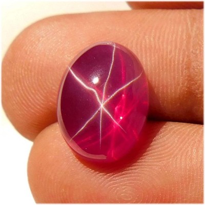 Natural Red Ruby Star 6 Rays Oval Cabochon Loose Gemstone 08.35Cts.