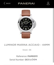 Panerai Luminor PAM00111 Black Dial 44mm -3 Straps Rubber & Leather, Box & Books 12