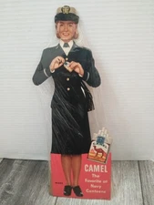 VTG Camel Cigarettes counter Top US NAVY GIRL / WOMAN  Promo Display (15") READ