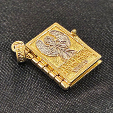 14K Gold Guardian Angel "I Said a Prayer for You Today" Movable Book Pendant