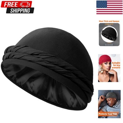 Halo Turban for Men Women Satin Lined Durag Head Wraps Skull Cap Pre-Tied Tassel