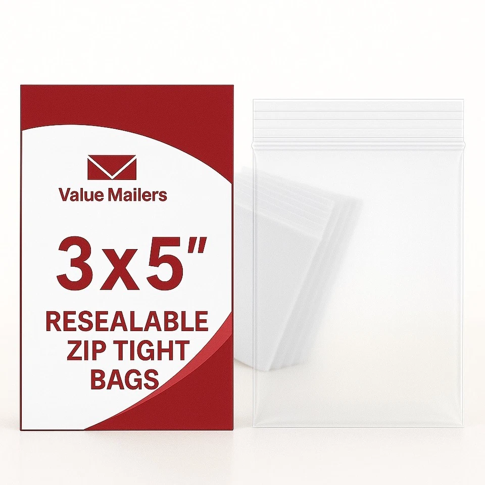 5000 3x5 Clear Plastic Zipper Poly Locking Reclosable Bags 2 MiL