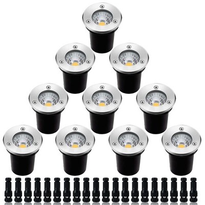 ELEGLO Low Voltage Landscape Lighting,LED Well Light Outdoor 12-24V Silver