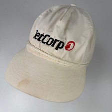 JetCorp Baseball Cap Hat Dad Hat Cream Adjustable Embroidered Rope Made in USA