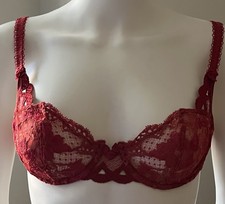 Simone Perele Red Floral Lace Balcony Push Up Bra 34B