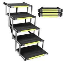Sturdy 5-Step Aluminum Frame Dog Stair with 1680D PVC Fabric - Non-Slip,