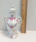 Vtg Hand Painted Porcelain Vanity Perfume Bottles Floral White Pink Gold Pair — photo 7