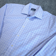 Chaps Dress Shirt Mens Large Blue Plaid Regular Fit Ultimate Non Iron Button Up