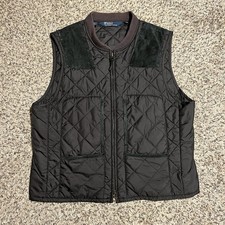 Polo Ralph Lauren Vest Shooting Mens XL Quilted Suede Leather Hunting Vintage