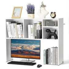 Desktop Bookshelf Storage Organizer Computer Desk Wooden Shelf Display Rack
