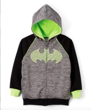 Batman Kids DC Comics Full-Zip Licensed Neon Green Hoodie Sz 8 NWT 45