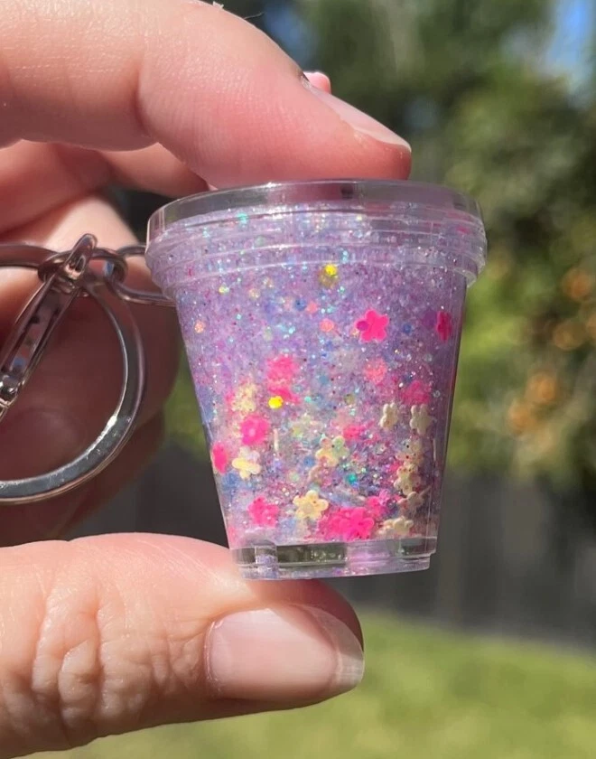 Mini Snow Globe Coffee Cup Keychain - Custom Purse or Backpack Charm