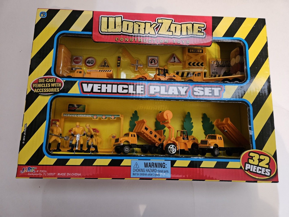 JA-RU inc. Work Zone Construction Toys 32 Pieces Vehicle Play Set