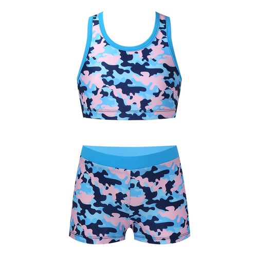 Girls Two Pieces Swimsuits Sleeveless Beach Swimwear Sunbathing Bathing Suits - Picture 26 of 77
