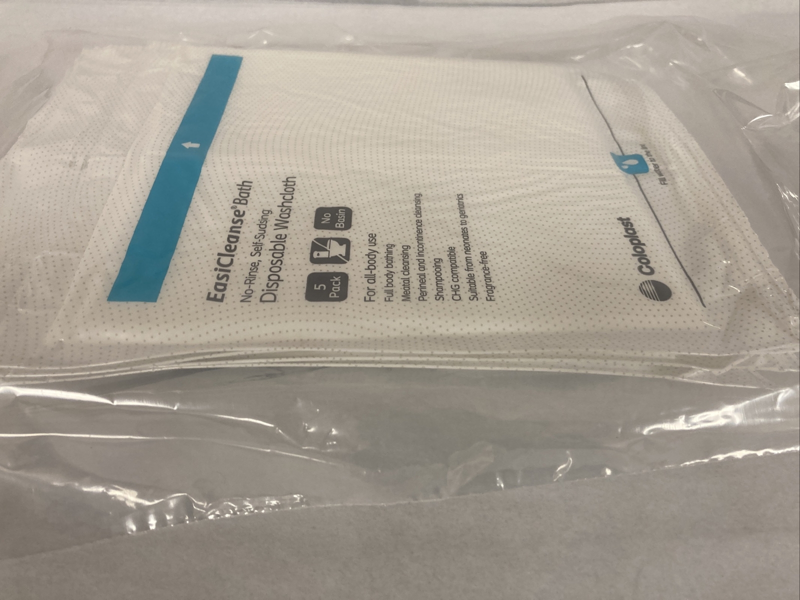 [5 Packs of 5] EasiCleanse Bath Disposable Washcloth Coloplast (25