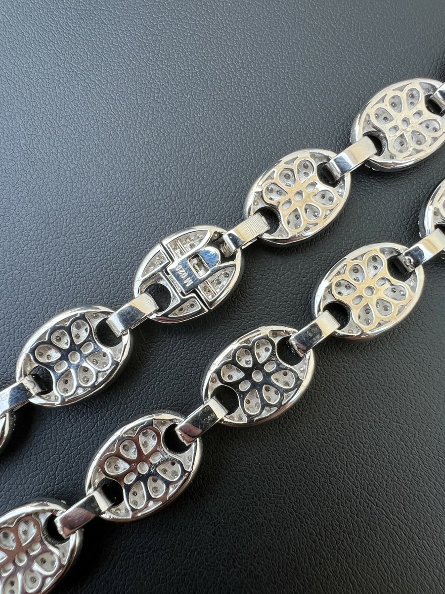 ICED Moissanite Puff Gucci Link Chain 12mm Hip Hop 925 ICED Moissanite Puff Gucci Link Chain 12mm Hip Hop 925