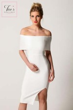 House of CB Style 'Hallie' White Bardot Bandage Dress