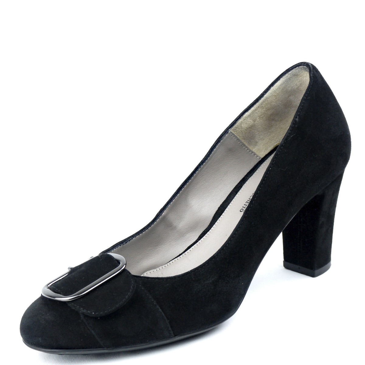 AQUATALIA SACCHETTO Heels Pumps Suede Black Leather w/ Buckle ITALY