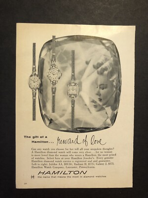 1950 s Hamilton Watches Magazine Print Ad 2D21
