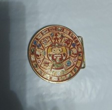 vintage aztec cuauhxicalli metal belt buckle Some Damage On Back And Side