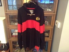 Chicago Blackhawks OLD TIME HOCKEY Causeway Collection Striped Rugby SZ L -Cool