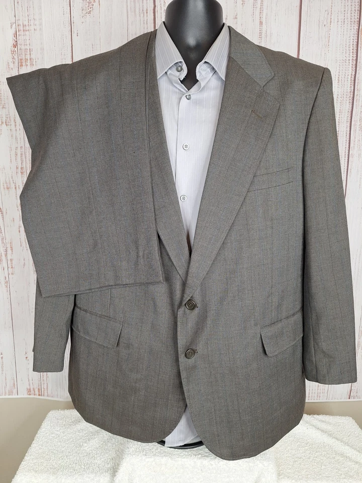 Traje Barrington 2 Piezas Para Hombre 46S 40X28 Gris Rayas Mezcla Lana Foto 3 de 4