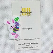 Magnetic Needle Minder Cross Stitch Easter Bunny w/Eggs / Fridge Magnet