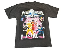 los angeles apparel 6.5 Oz T Shirt Power Rangers Space Faded Black Medium
