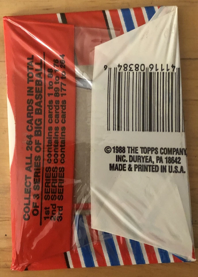 Paquete Topps Big Baseball 1988 segunda serie Jose Lind Pirates mostrando en la parte superior delantera Foto 2 de 2