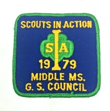PATCH GSA Girl Scouts In Action 1979 Middle Mississippi GS Council SIA