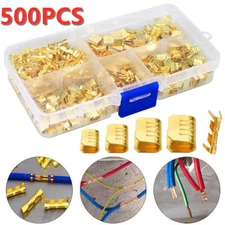 500 Pcs U Shape Copper Terminals Crimp Kit - Non-Insulated Assortment CableWire