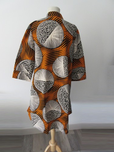 ZURI KENYA cotton abstract pattern shirt dress M - 第 5/11 張圖片