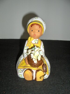 Vintage Collectible Jullar Figurine ''Girl Holding Flowers''  ~ Made In Spain 