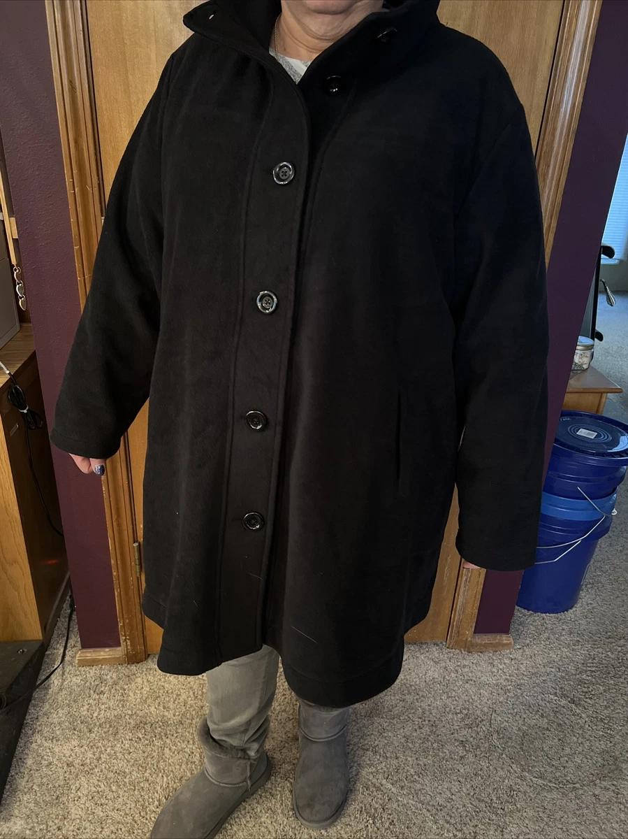 Woman Within 2X 26 28 Lined Fleece Swing Coat Button Front Side
