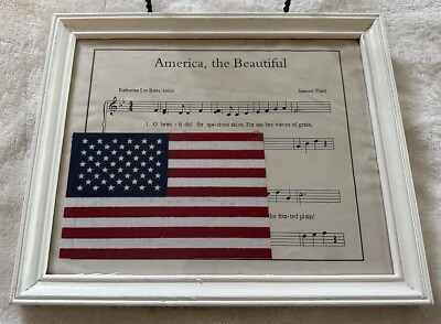 America The Beautiful Framed Lyric And Flag Hand painted Frame