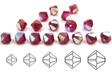 Czech Bicone Crystal Beads Siam AB red Rondelle Diamond 3mm 4mm 6mm Aurora Borea