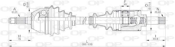 Cardan avant gauche pour Peugeot 309 II 1.4 et 1.1 essence transmission complète