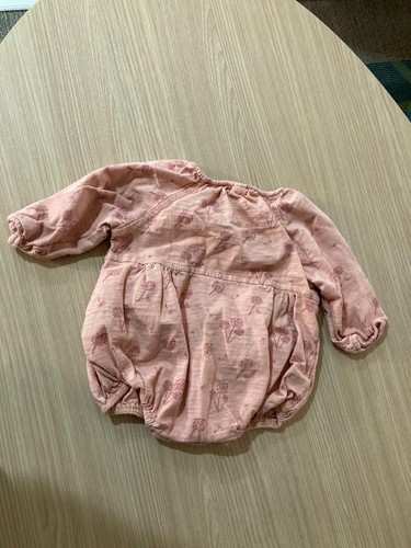 Vignette Pink Dandelion Print Bodysuit 6-12 Months Long Sleeve Cotton Snaps - Picture 3 of 3