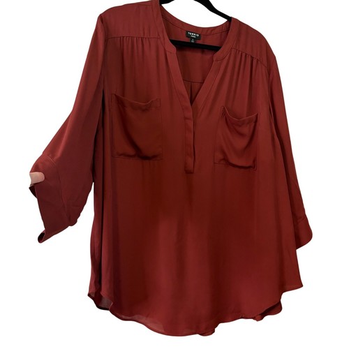 Torrid Women's Harper 1/4 Button Down Work Wear/ Office Brick Red Color Size 3X