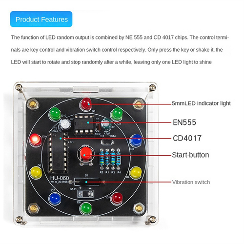 Electronic Glow Wheel DIY Kit Shake LED Lottery Wheel Startup Fun PCB-Pro1663- - Picture 8 of 19