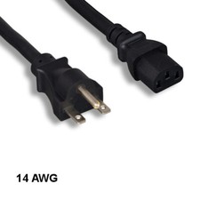 LOT10 8' Black Heavy Duty Power Cord NEMA 6-15P to IEC-60320 C13 14AWG 15A/250V