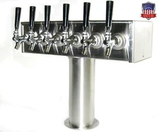 Stainless Steel Draft Beer Tower Made in USA 6 Faucets GLYCOL READY - TTB-6SSG