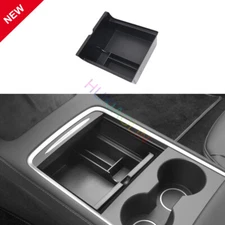 For Tesla Model 3 Y 2020-2021 Matte Black Car Console Storage Box Frame Trim 1PC
