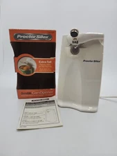 Proctor Silex White Electric Can Opener/Knife Sharpener Model 76370PY With Box