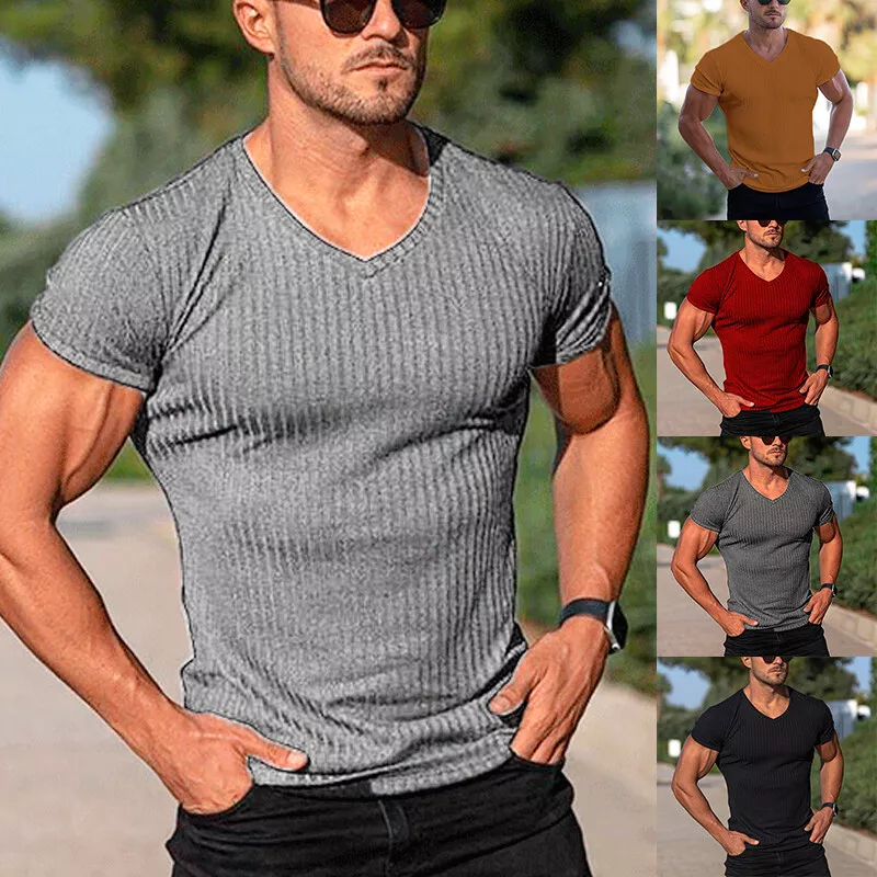 Men&#039;s Hot Summer Slim Fit Casual Sleeve Tops Muscle Gym Tee T- Blouse |