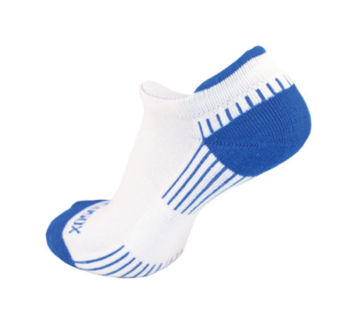 3 pair EcoSox Bamboo Viscose Active Sport Tab Socks White w/ Royal Blue Medium