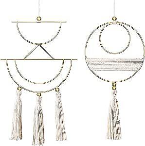 2 Pcs Macrame Wall Hanging Boho Decor Cute Home Wall Art Christmas Small Ivory - Picture 1 of 6