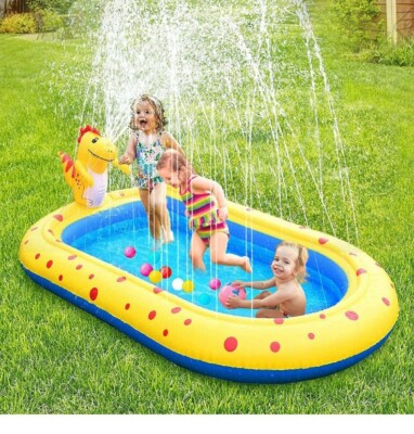 Splash Pad Sprinkler Pool 67''/170cm Kinder Swimming Pool Wasserspaß,Aufblasbar.